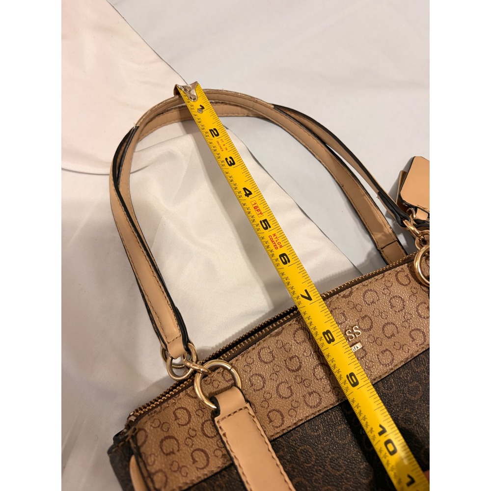 Guess Los Angeles Brown Satchel Handbag with Gold Logo design and details purse - Picture 11 of 14